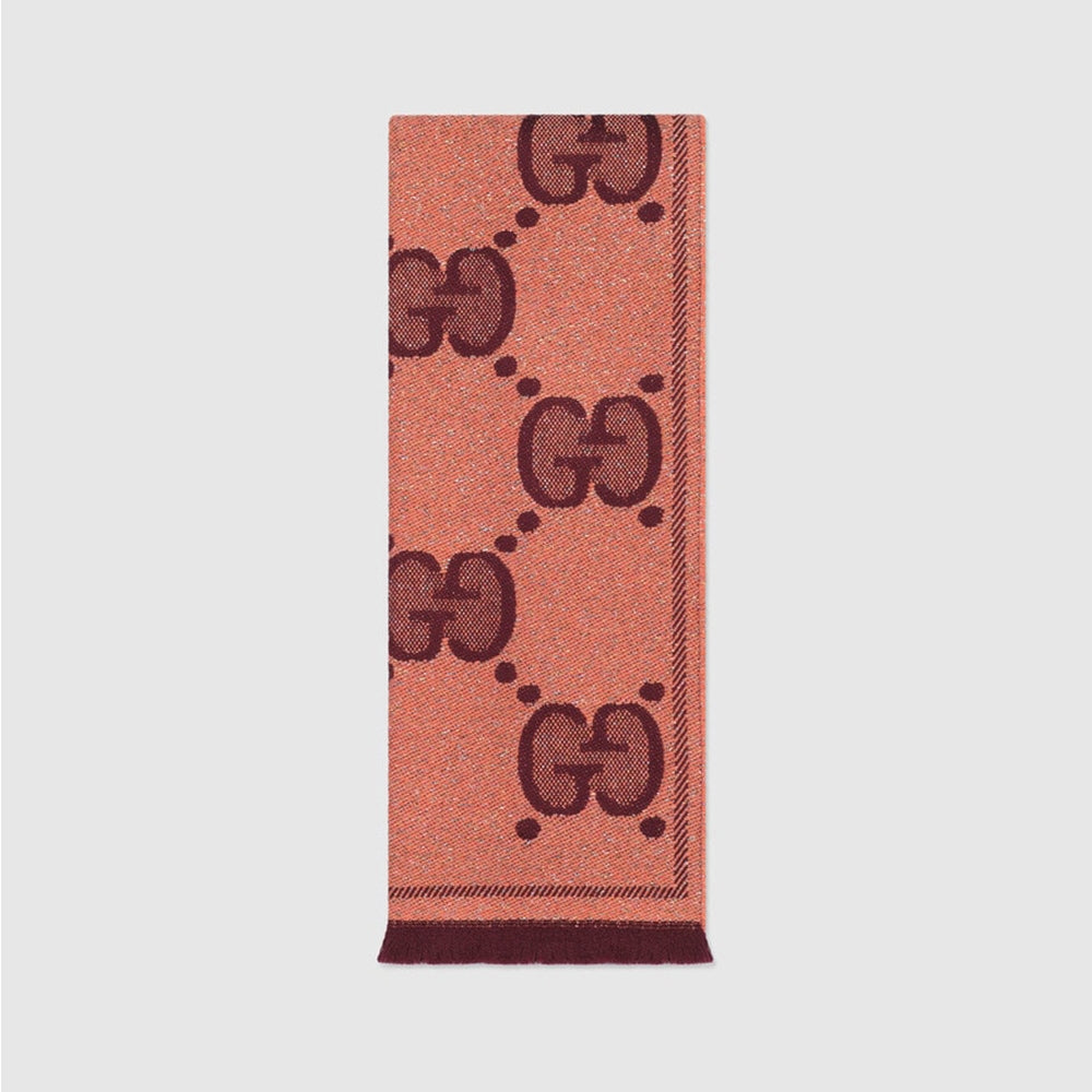 Bufanda Gucci GG Metallic 45x195 cm rosa metalizado burdeos