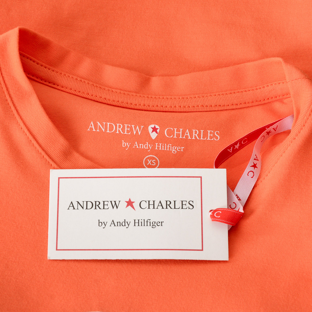 Camiseta Andrew Charles para mujer, manga corta, cuello redondo, naranja, TARANA