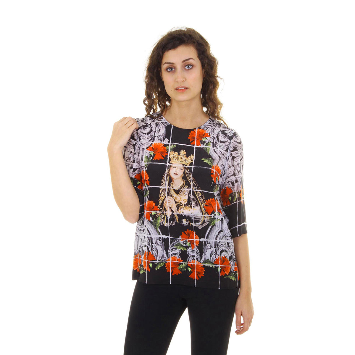 Top de manga corta para mujer Dolce & Gabbana F7Q09T FP15W X0800