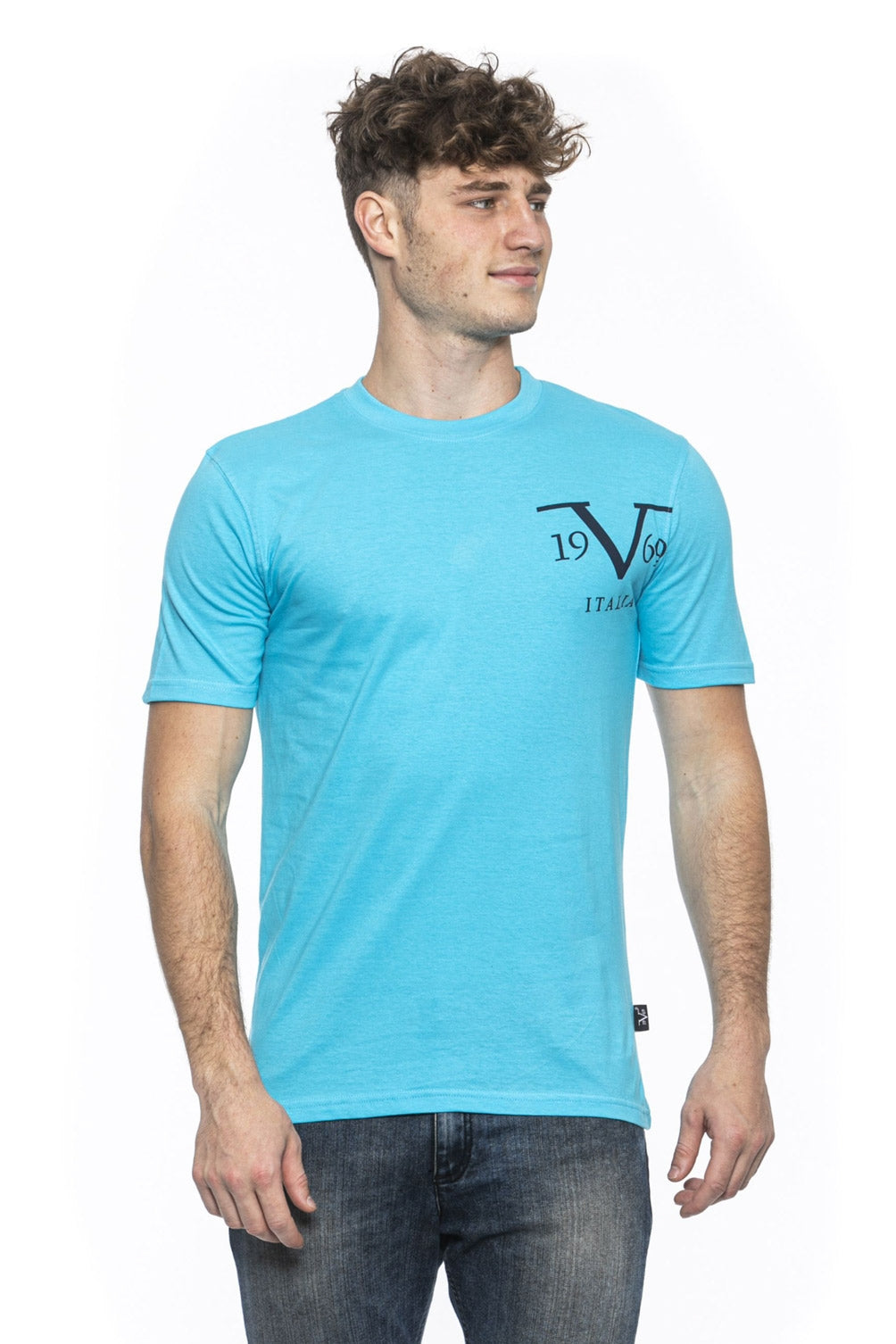 Camiseta 19V69 Italia para hombre azul claro MIKE TURQUESA