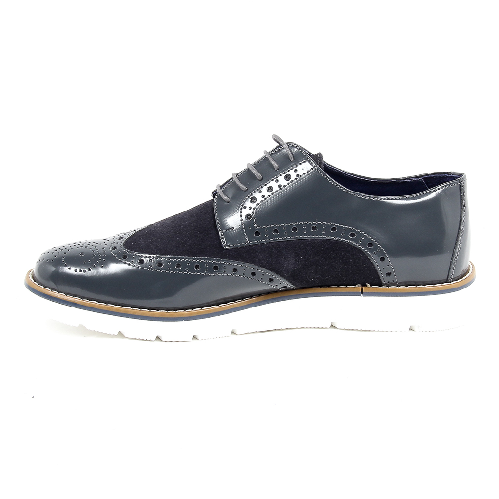 Andrew Charles - Zapatos Oxford Brogue para hombre 914 ABRASIVATO CAM GRIGIO BLEU