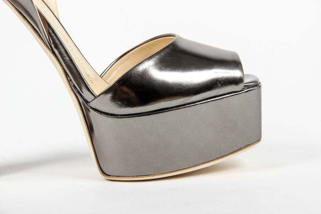 Giuseppe Zanotti Sandalia con tira al tobillo para mujer E60118 LAVINIA 100 PL MT SHOOTING ANTRACITE