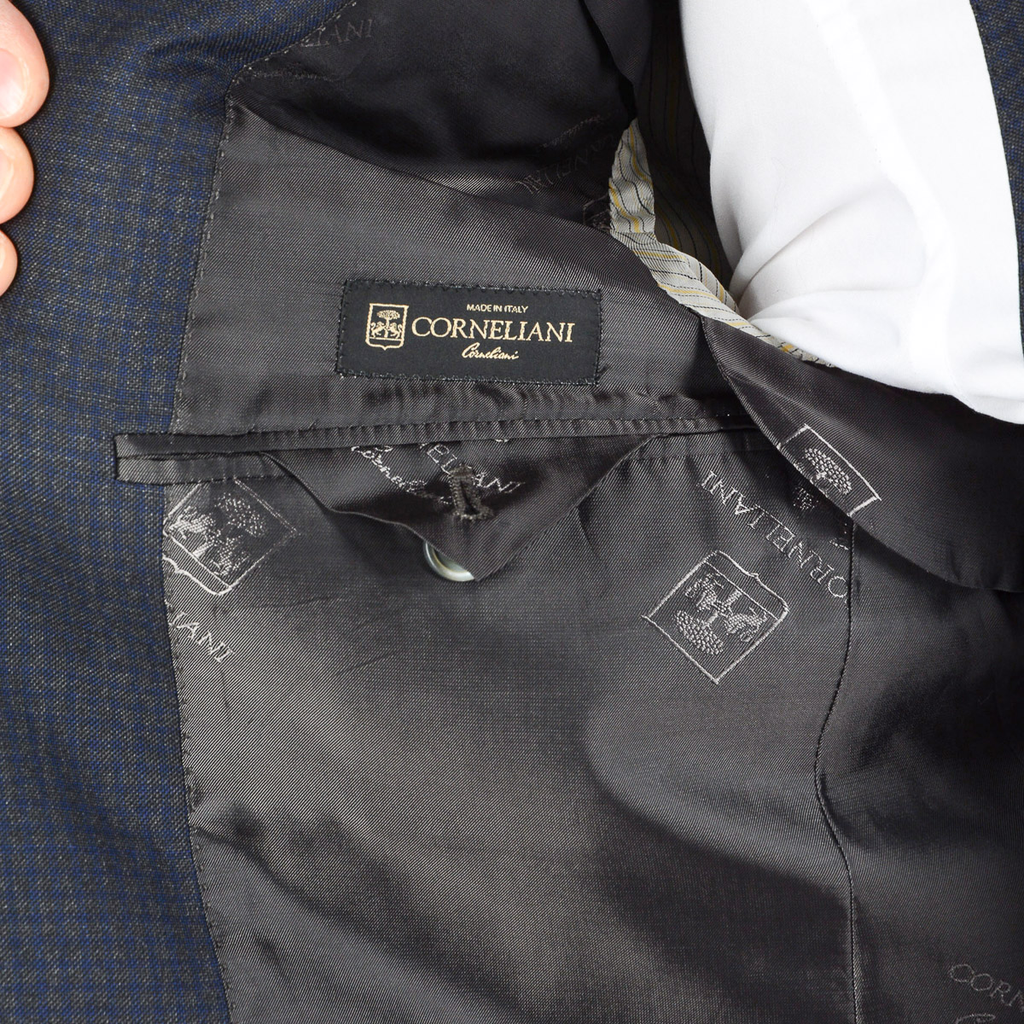 Corneliani Mens Suit Long Sleeves Dark Grey Super 110's