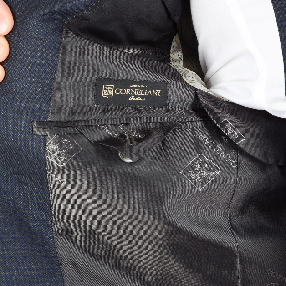 Corneliani Mens Suit Long Sleeves Dark Grey Super 110's