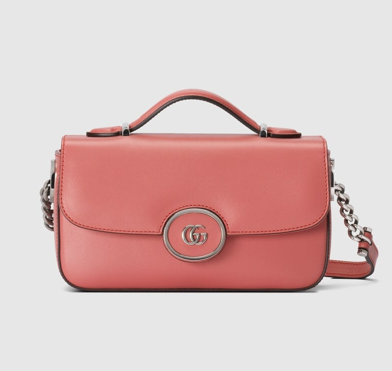 Bolso de hombro de piel con cierre GG