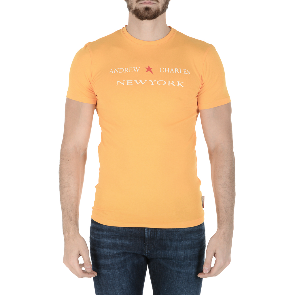 Camiseta Andrew Charles para hombre, manga corta, cuello redondo, amarilla, KEITA
