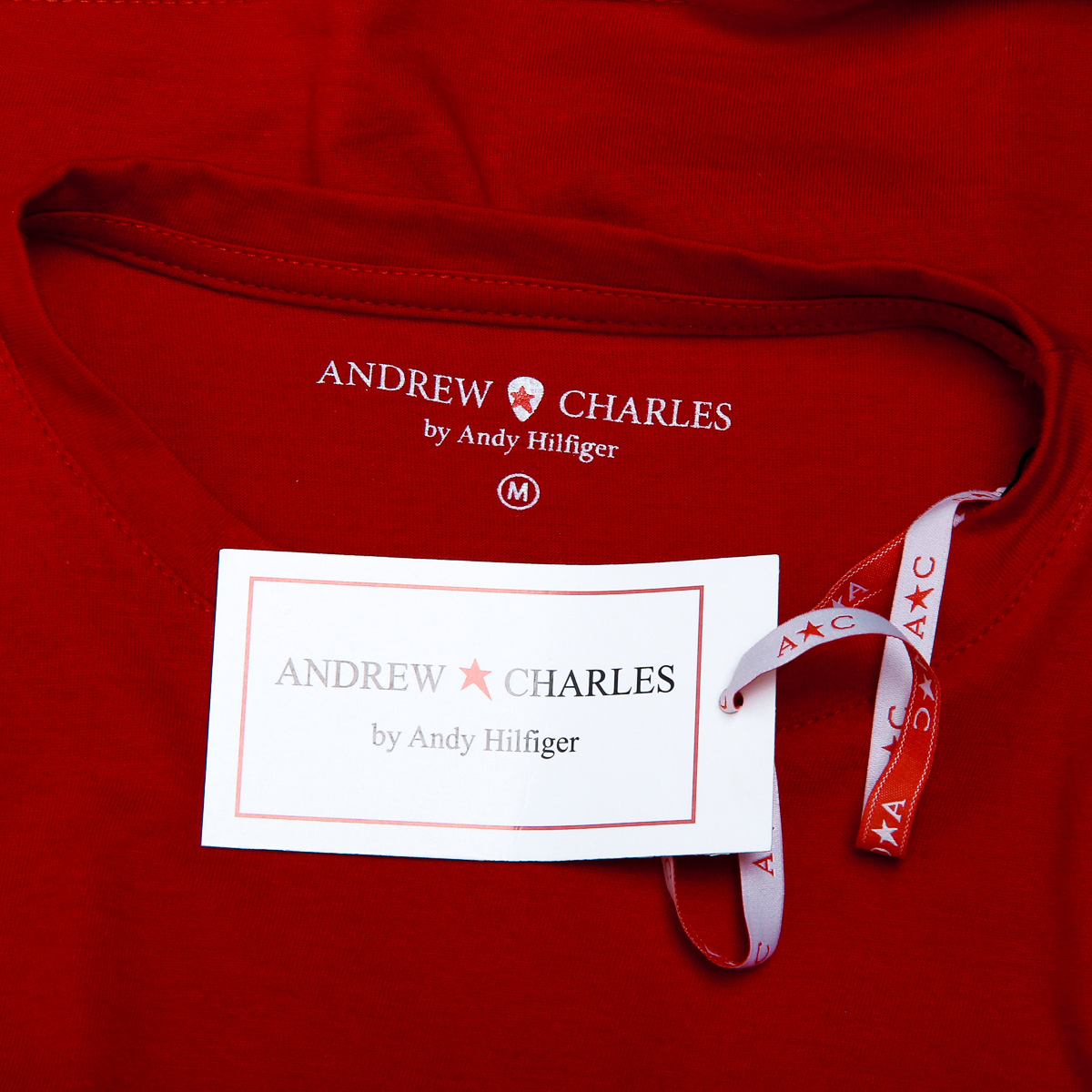 Camiseta Andrew Charles para mujer, manga corta, cuello redondo, color rojo TARANA
