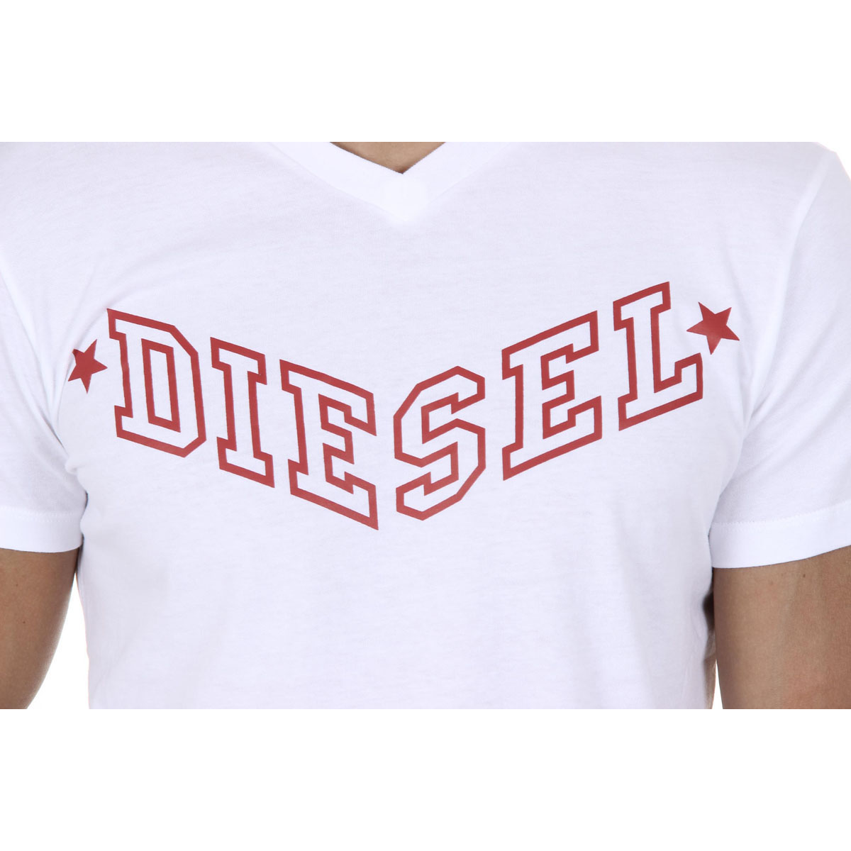 Diesel Mens T-Shirt Short Sleeves V-Neck 00SDG0 R091B 100 T-KRITIL