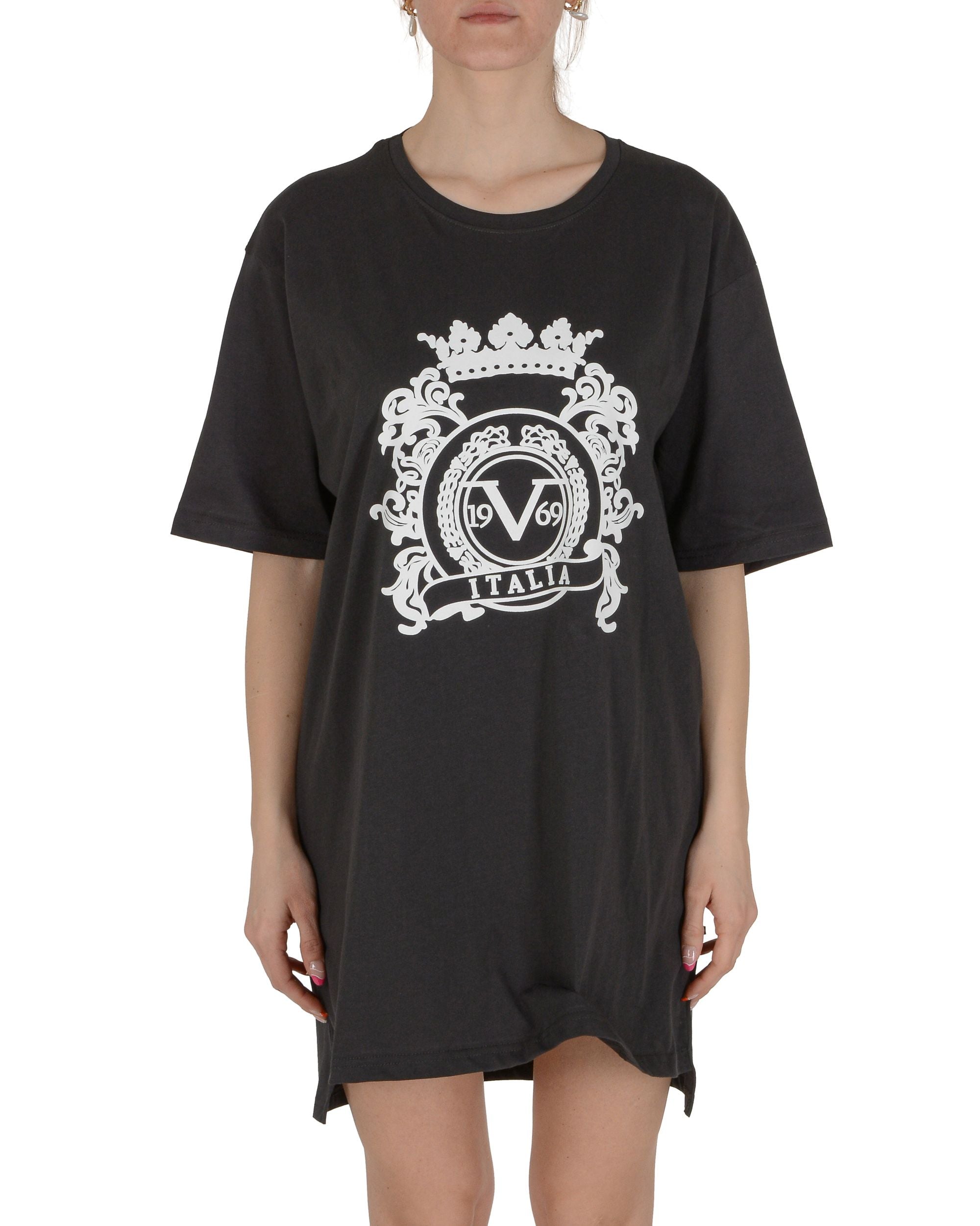 19V69 Italia Camiseta larga para mujer gris oscuro VESTITO GRIS OSCURO