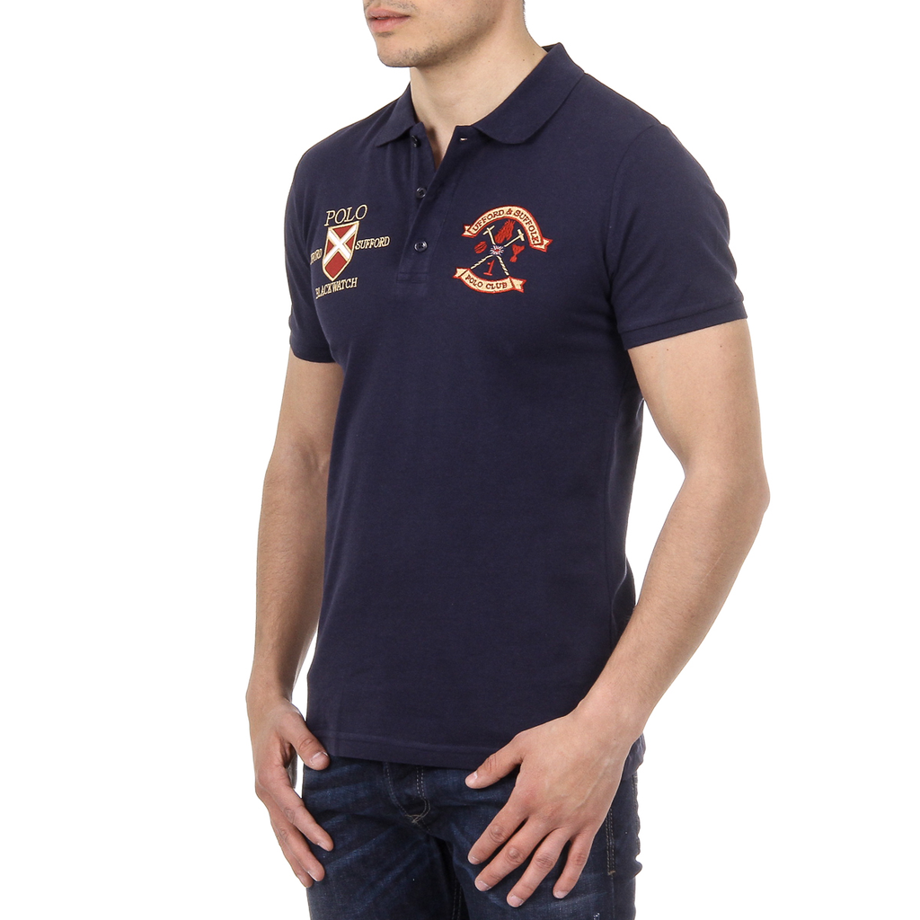 Polo Ufford & Suffolk Polo Club para hombre, manga corta, US007, azul marino