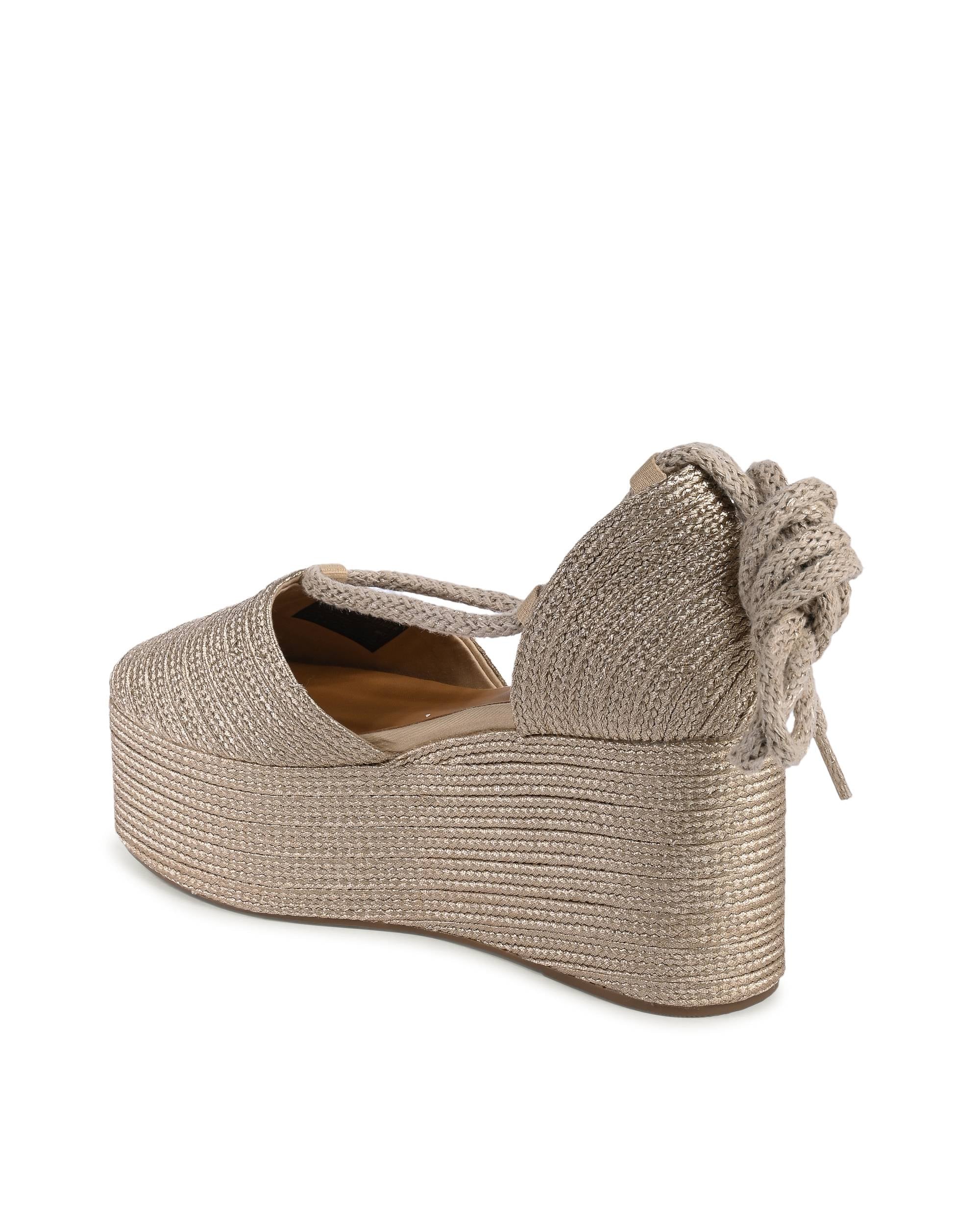Tommy Hilfiger - Sandalias de cuña doradas para mujer FW0FW080500HS