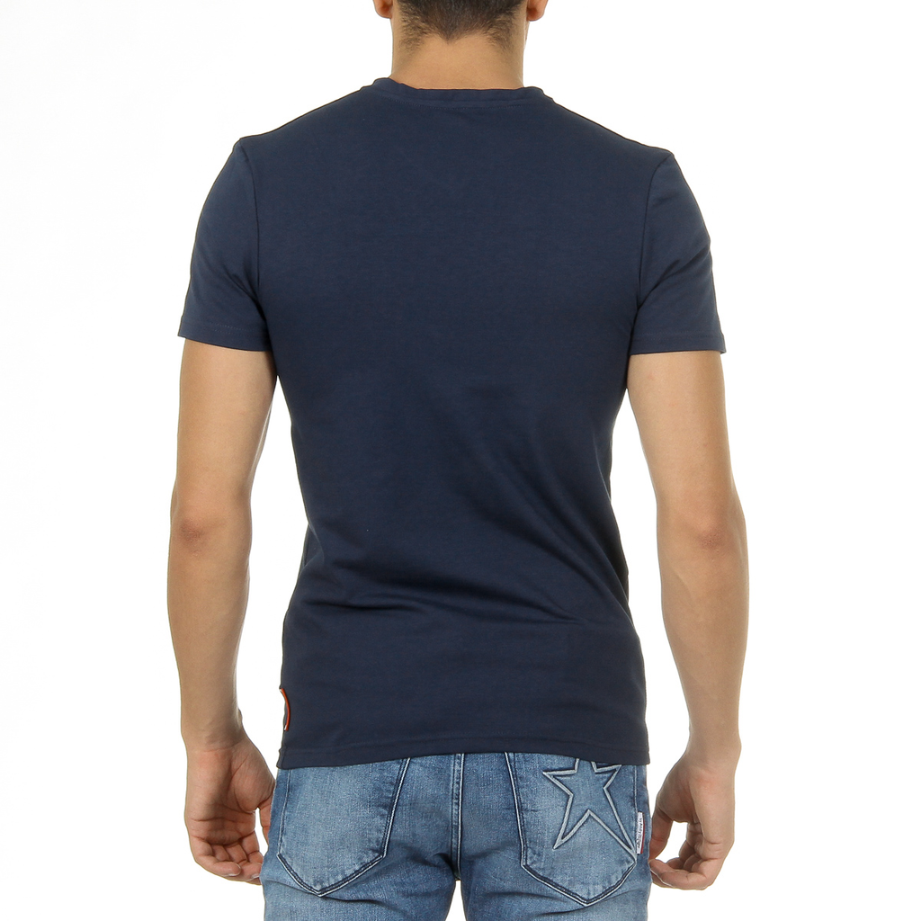 Camiseta Andrew Charles para hombre, manga corta, cuello en V, azul, KENAN