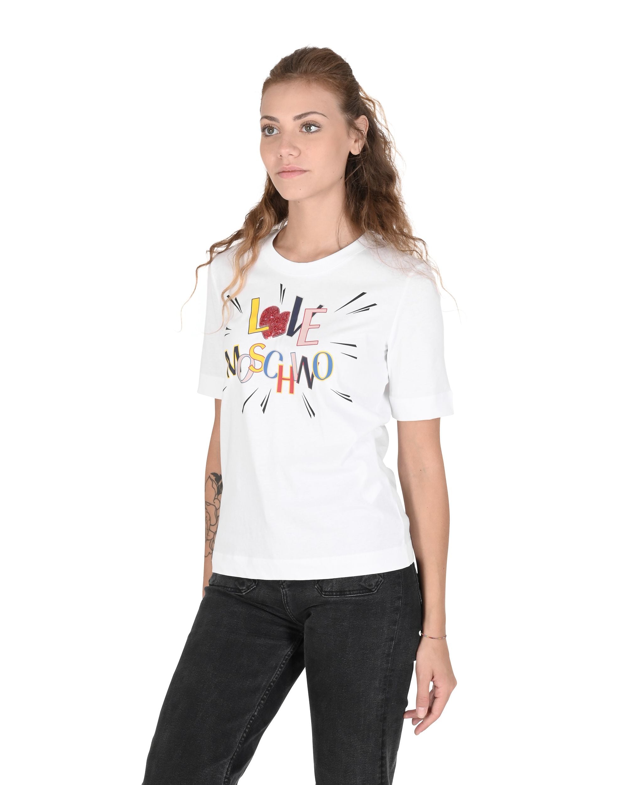 Camiseta de mujer Love Moschino W 4 F15 3E M 3876 A00 BLANCO ÓPTICO