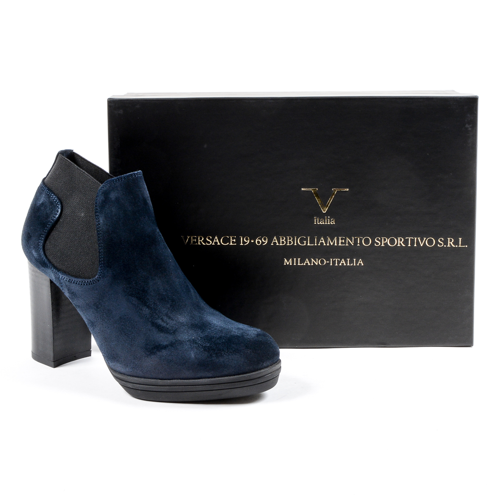 V 1969 Italia Botín de tacón para mujer Azul GRACY