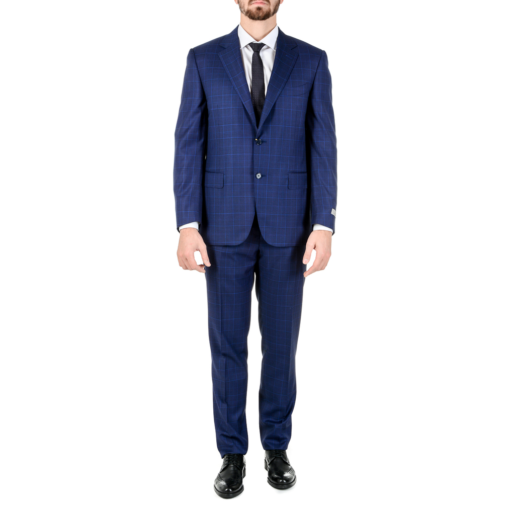 Canali Mens Suit Long Sleeves Blue Impeccabile