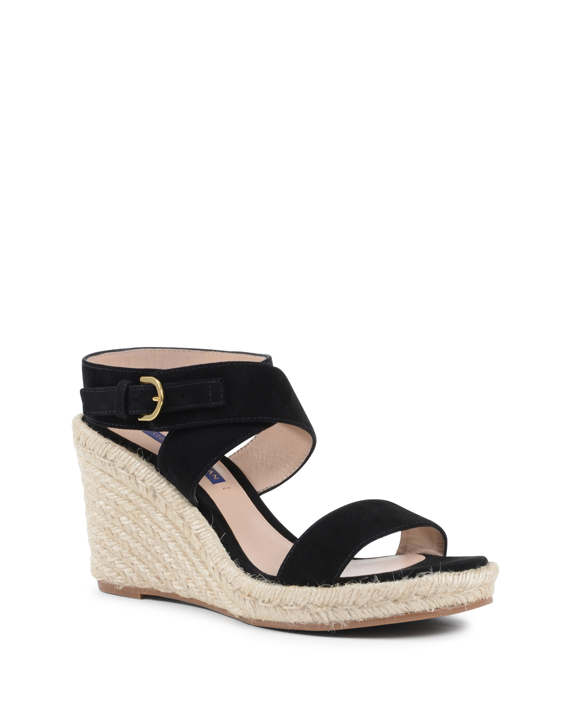 Stuart Weitzman Sandalia de cuña para mujer negra LEXIA