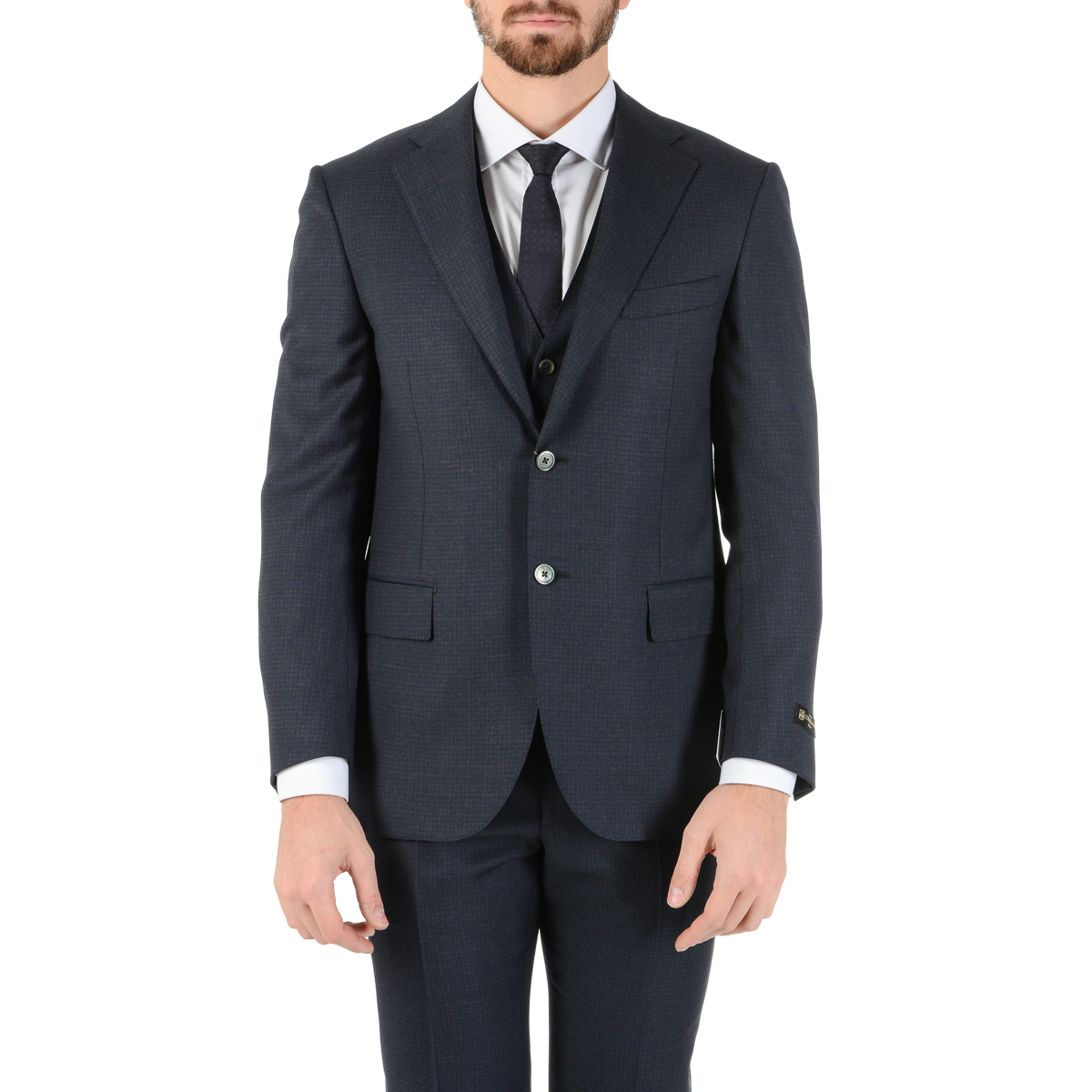 Corneliani Mens Suit Long Sleeves Dark Grey Super 110's