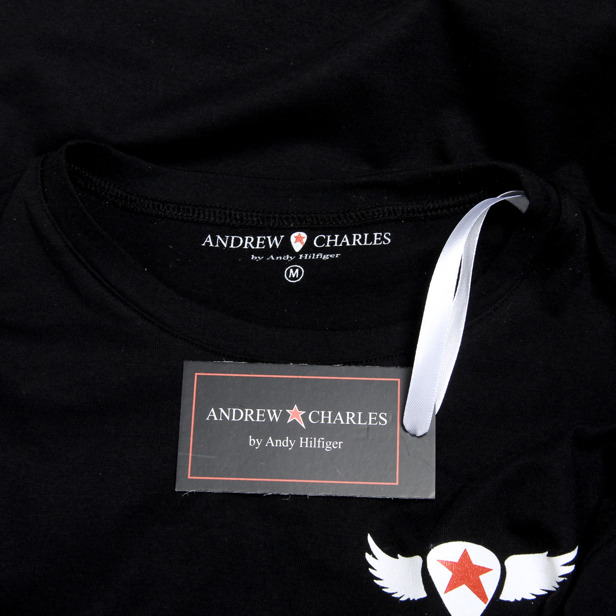Camiseta Andrew Charles para hombre, manga corta, cuello redondo, negra, KEITA