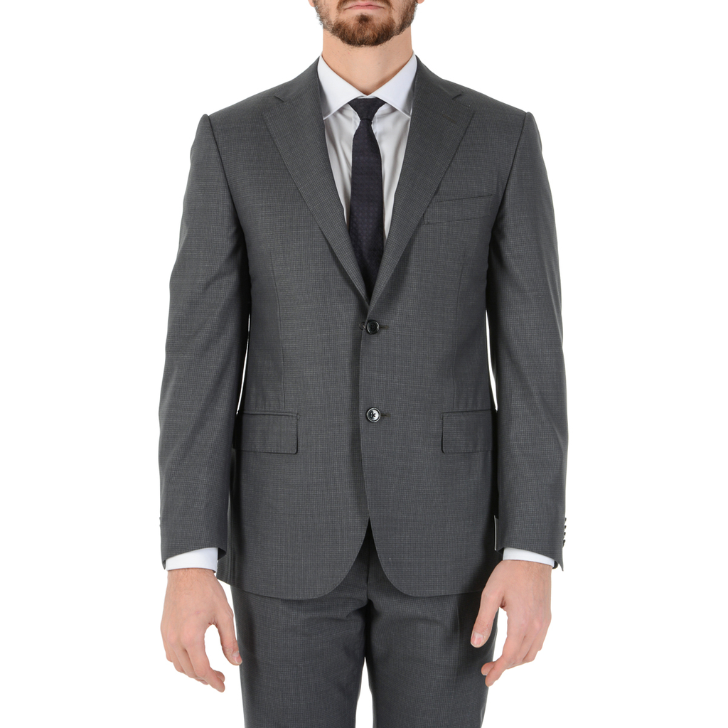 Corneliani Mens Suit Long Sleeves Dark Grey Super 130's