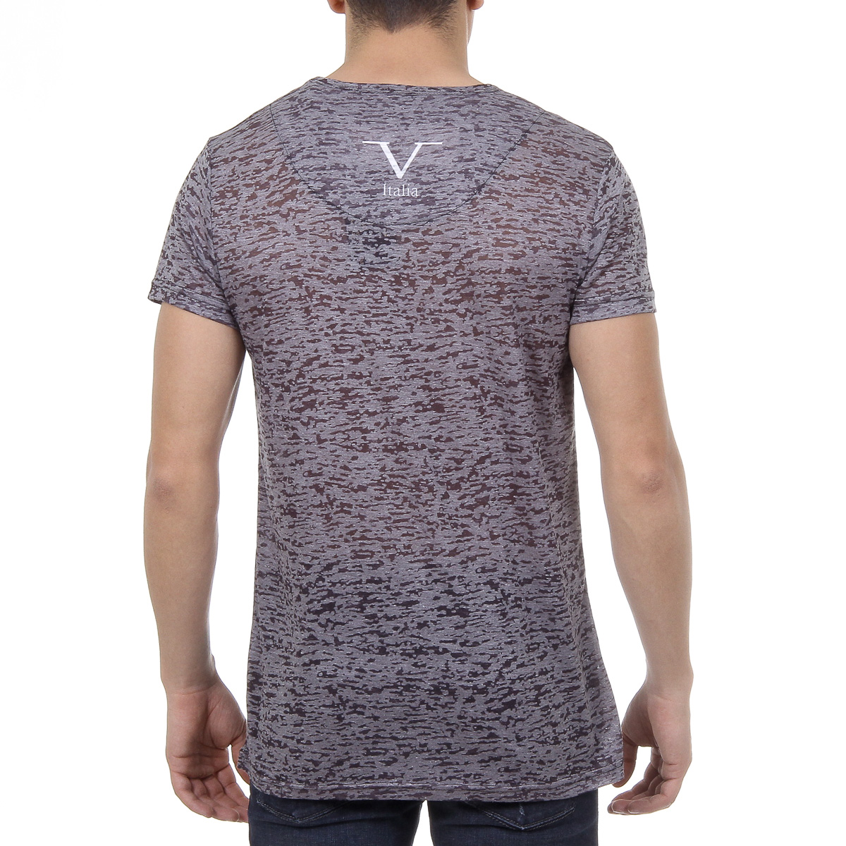 V 1969 Italia Mens T-shirt Short Sleeves V-Neck Black DANIEL