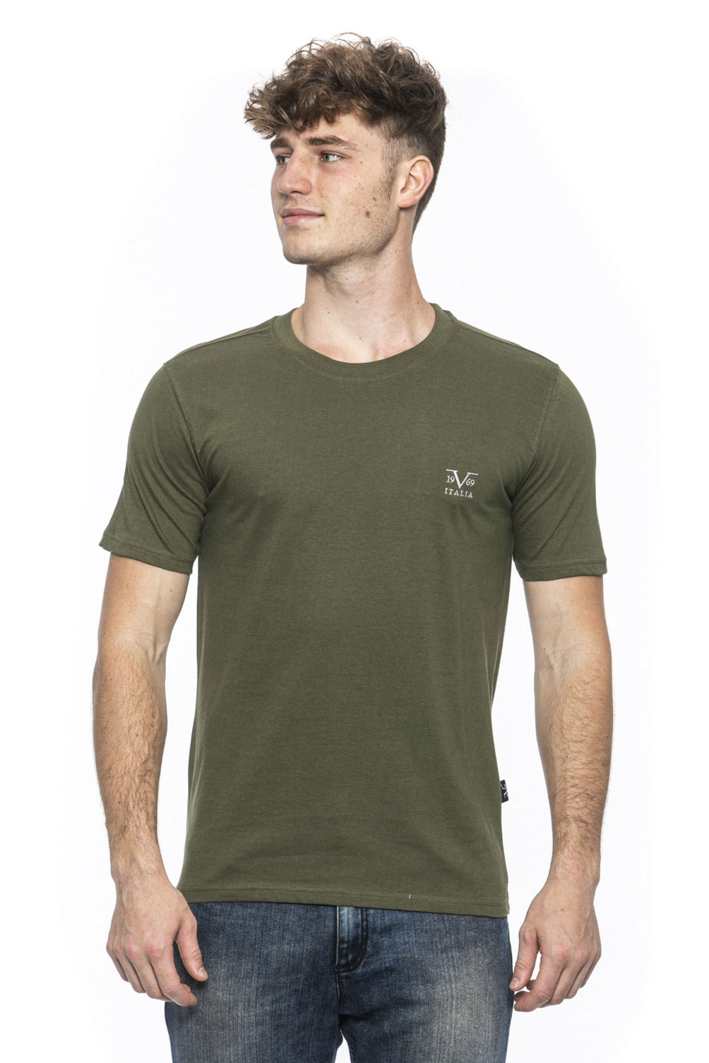 Camiseta Italia 19V69 para hombre, color verde, ERIC OLIVE