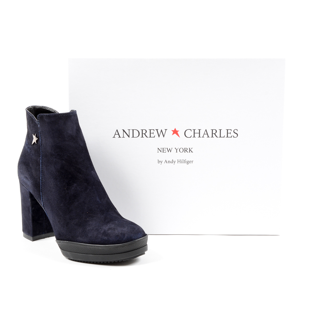 Andrew Charles Womens Heeled Ankle Boot Blue SHERYL