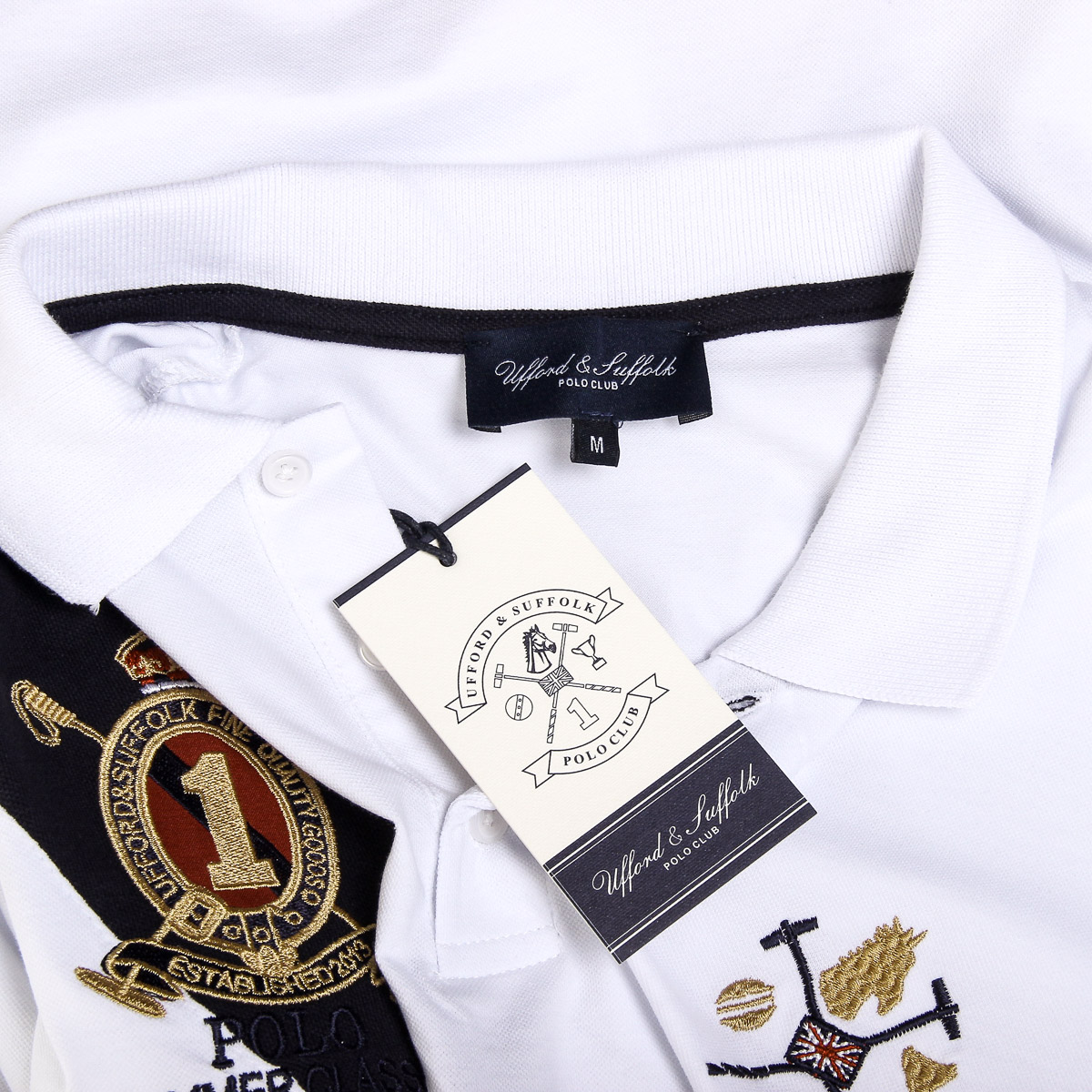 Polo Ufford & Suffolk Polo Club para hombre, manga corta, US004, blanco