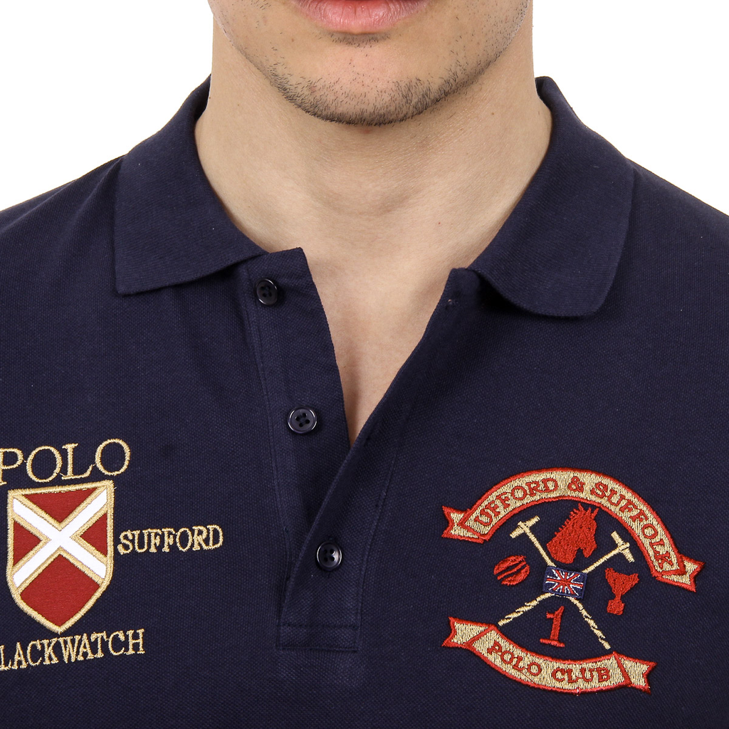 Polo Ufford & Suffolk Polo Club para hombre, manga corta, US007, azul marino