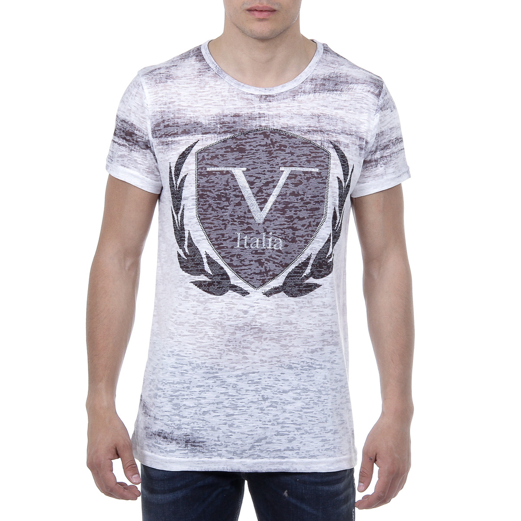 V 1969 Italia Mens T-shirt Short Sleeves Round Neck White LOGAN