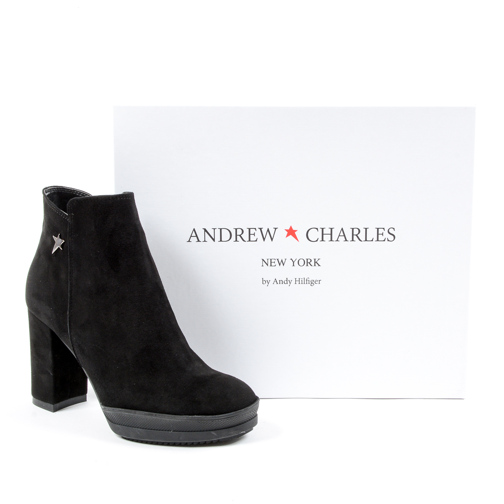 Andrew Charles Womens Heeled Ankle Boot Black SHERYL