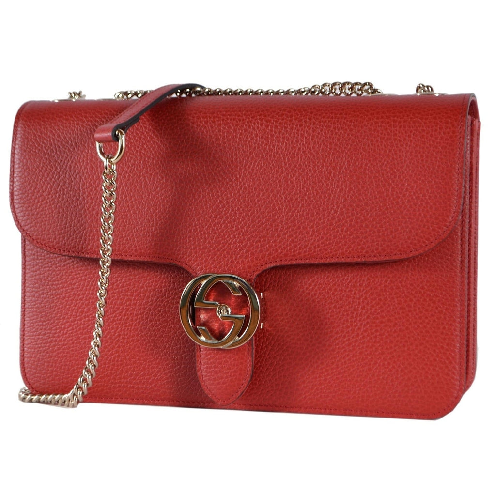 Bolso Gucci de piel entrelazada con cadena roja
