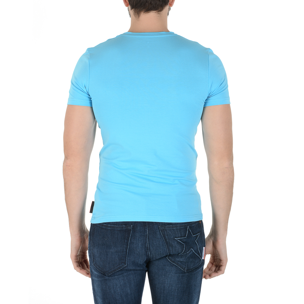 Camiseta Andrew Charles para hombre, manga corta, cuello redondo, azul claro, KEITA