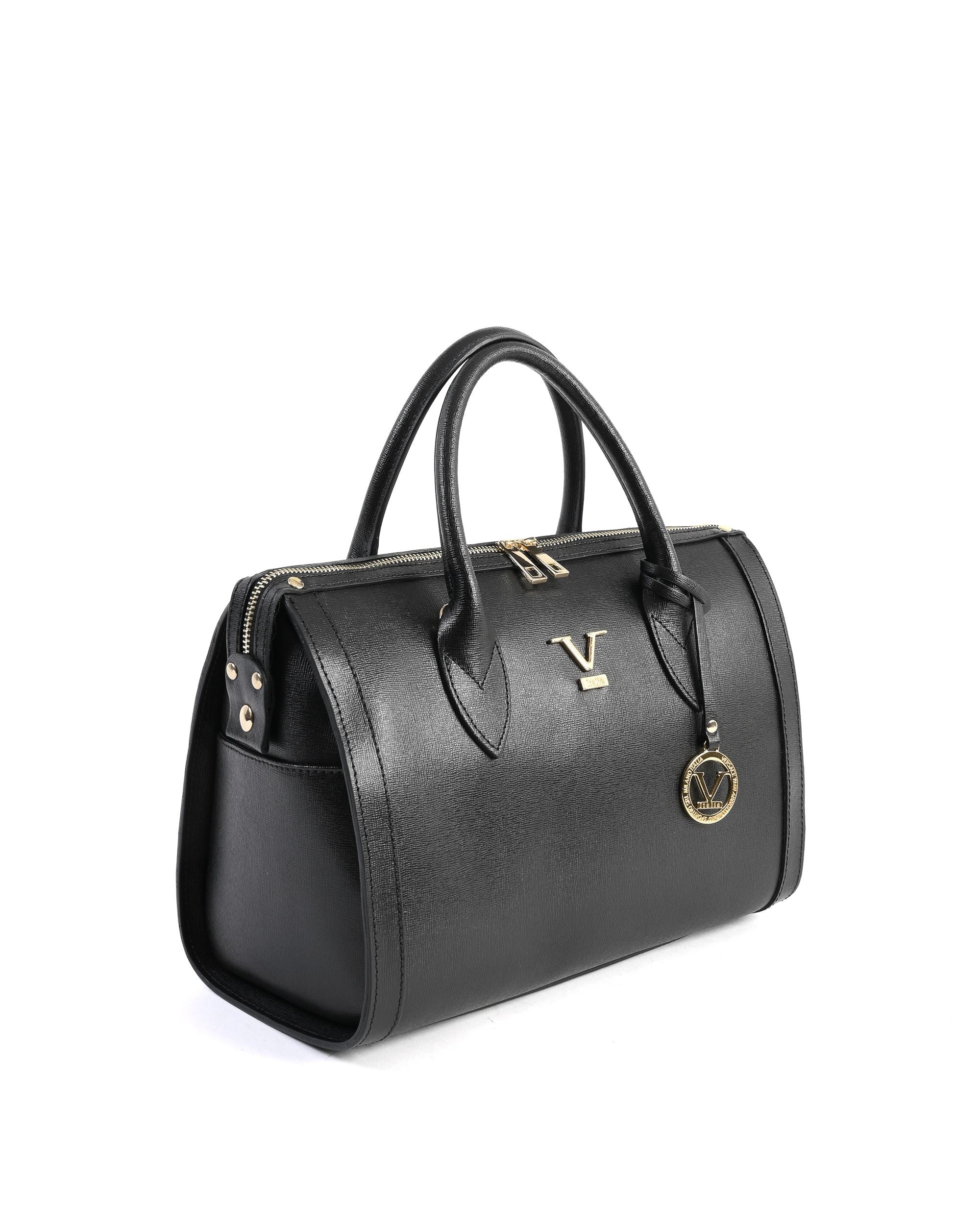 Bolso de mano para mujer V Italia negro V014-G SAFFIANO NERO