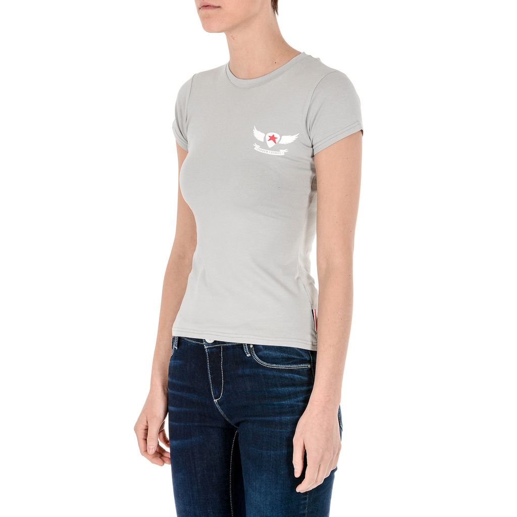 Camiseta Andrew Charles para mujer, manga corta, cuello redondo, gris, TARANA