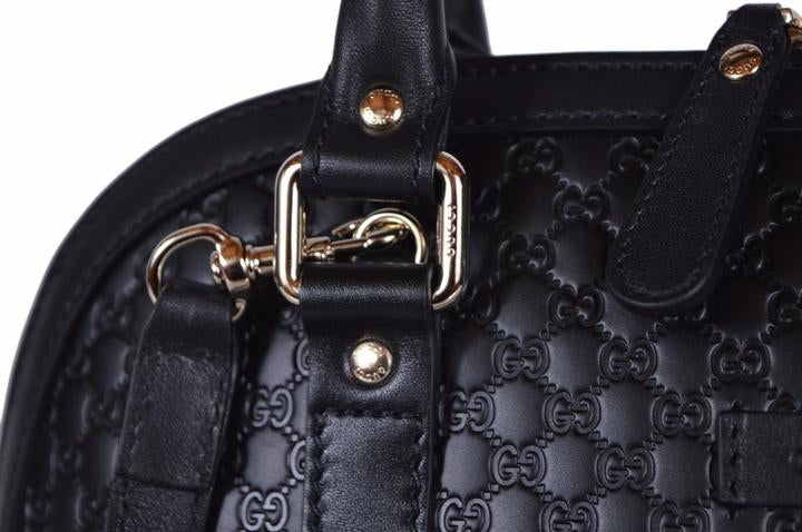 Bolso Dome de piel Gucci Guccissima negro
