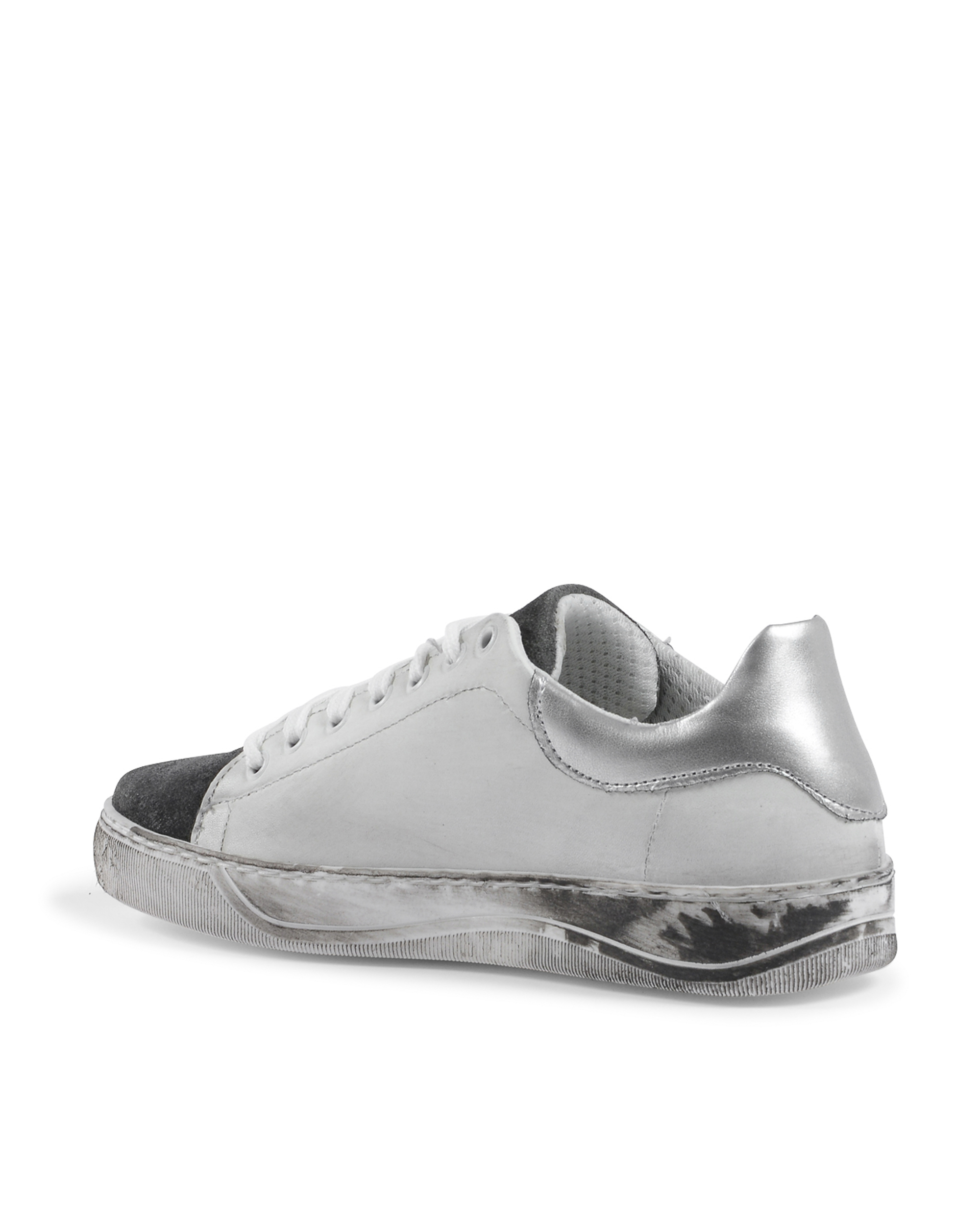 19V69 Italia Womens Sneaker White Grey 718-S PELLE BIANCO CAM GRIGIO