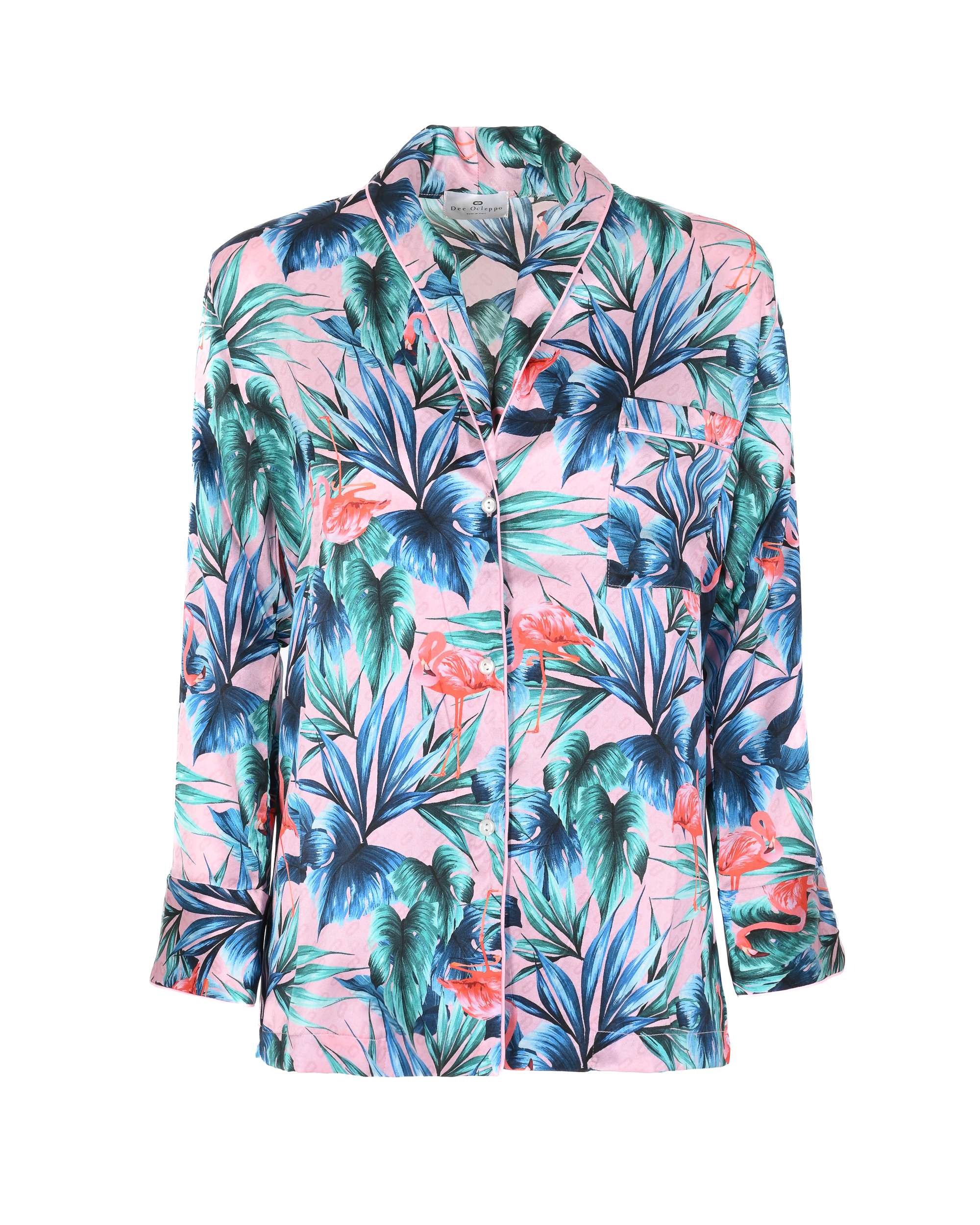 Pijama de seda con flamencos
