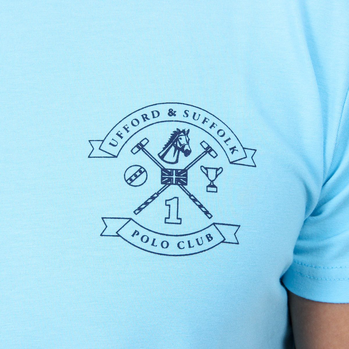 Camiseta de hombre Ufford & Suffolk Polo Club, manga corta, cuello redondo, US028, azul