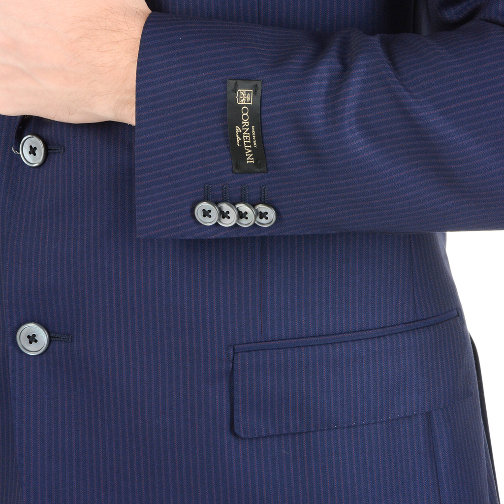 Corneliani Mens Suit Long Sleeves Blue Super 160's