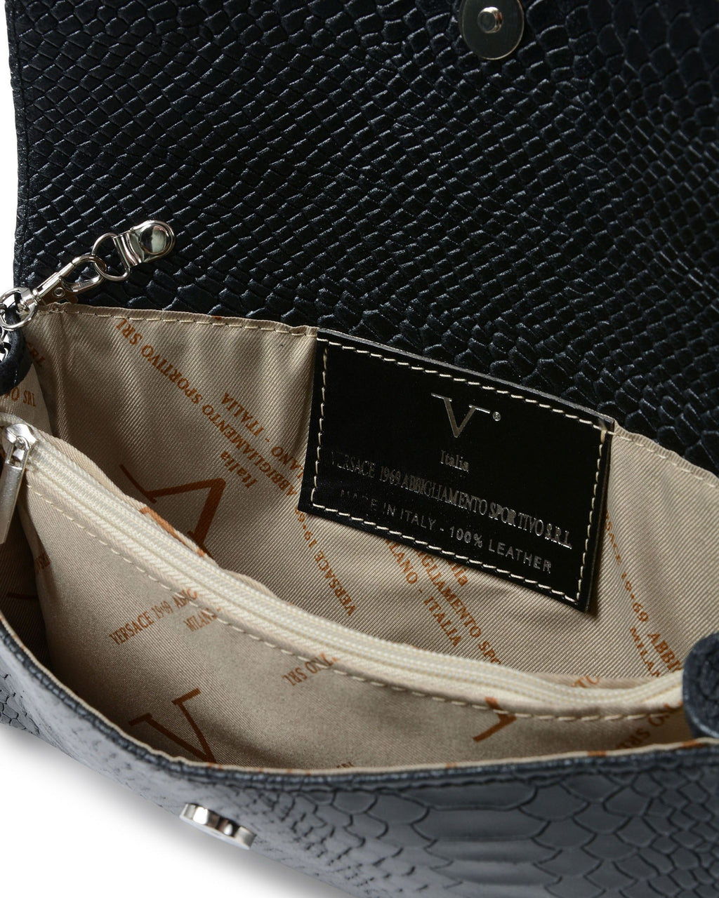V Italia Womens Shoulder Bag Black V1513 PITONE STAMPATO NERO