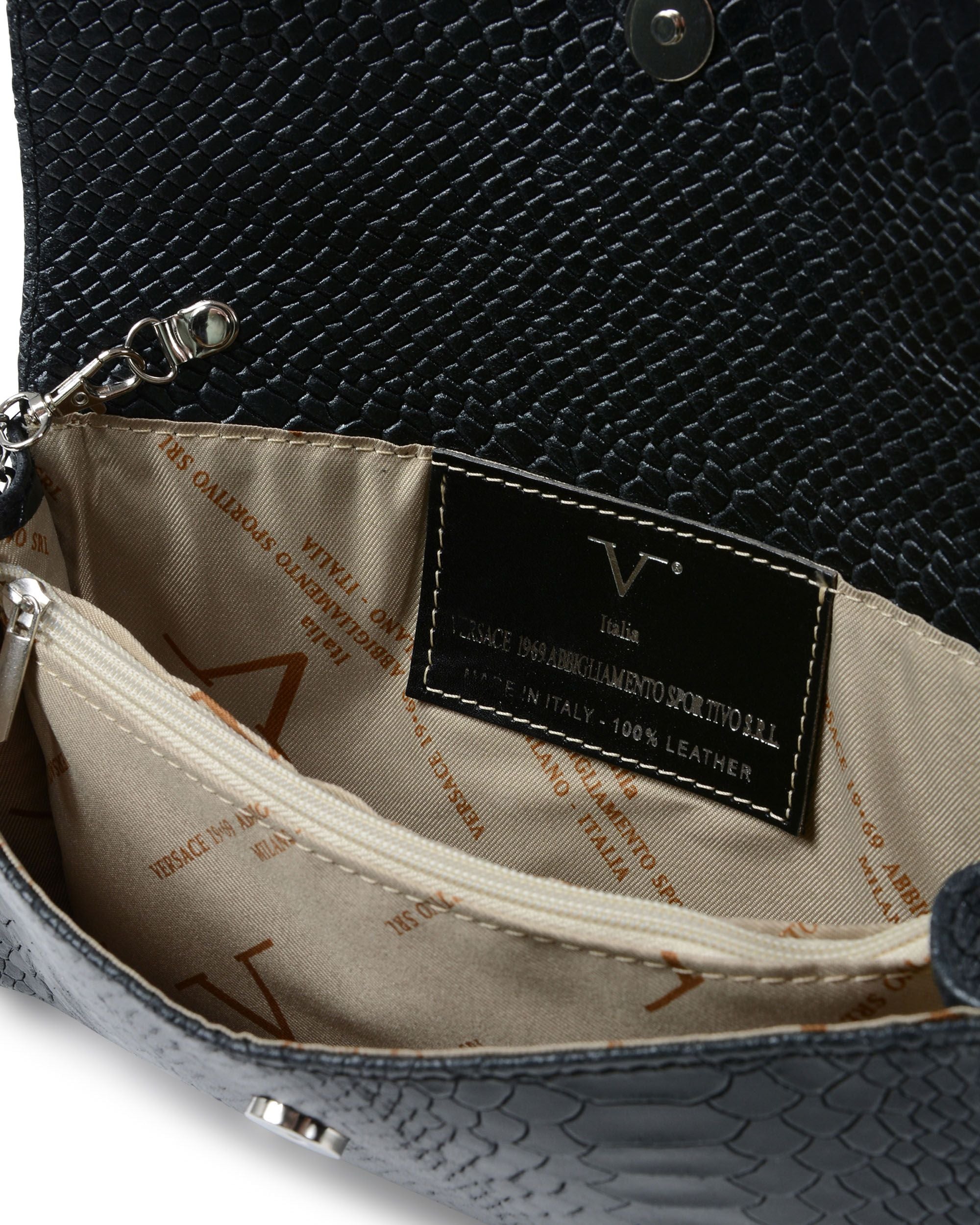 V Italia Womens Shoulder Bag Black V1513 PITONE STAMPATO NERO