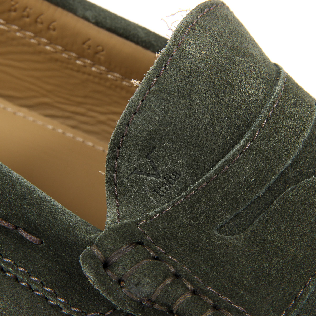 Mocasines V 1969 Italia para hombre, color verde STEWART