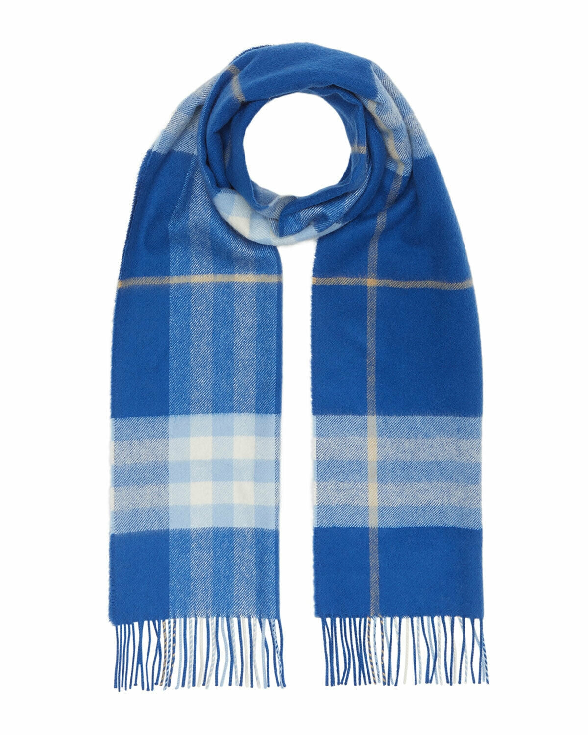 Bufanda Burberry para hombre, 168 x 30 cm, cuadros azules