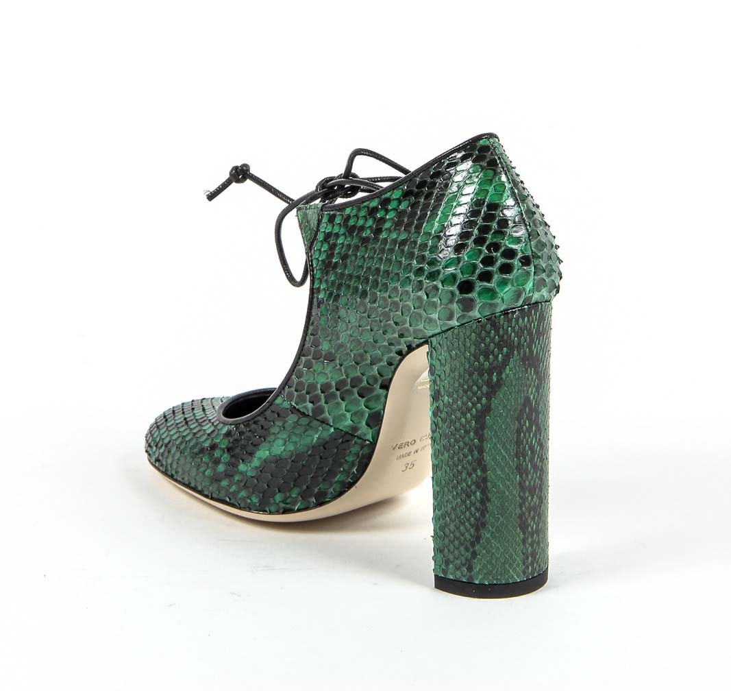 Zapatos de tacón con cordones para mujer V 1969 Italia 3111302 PITONE VERDE