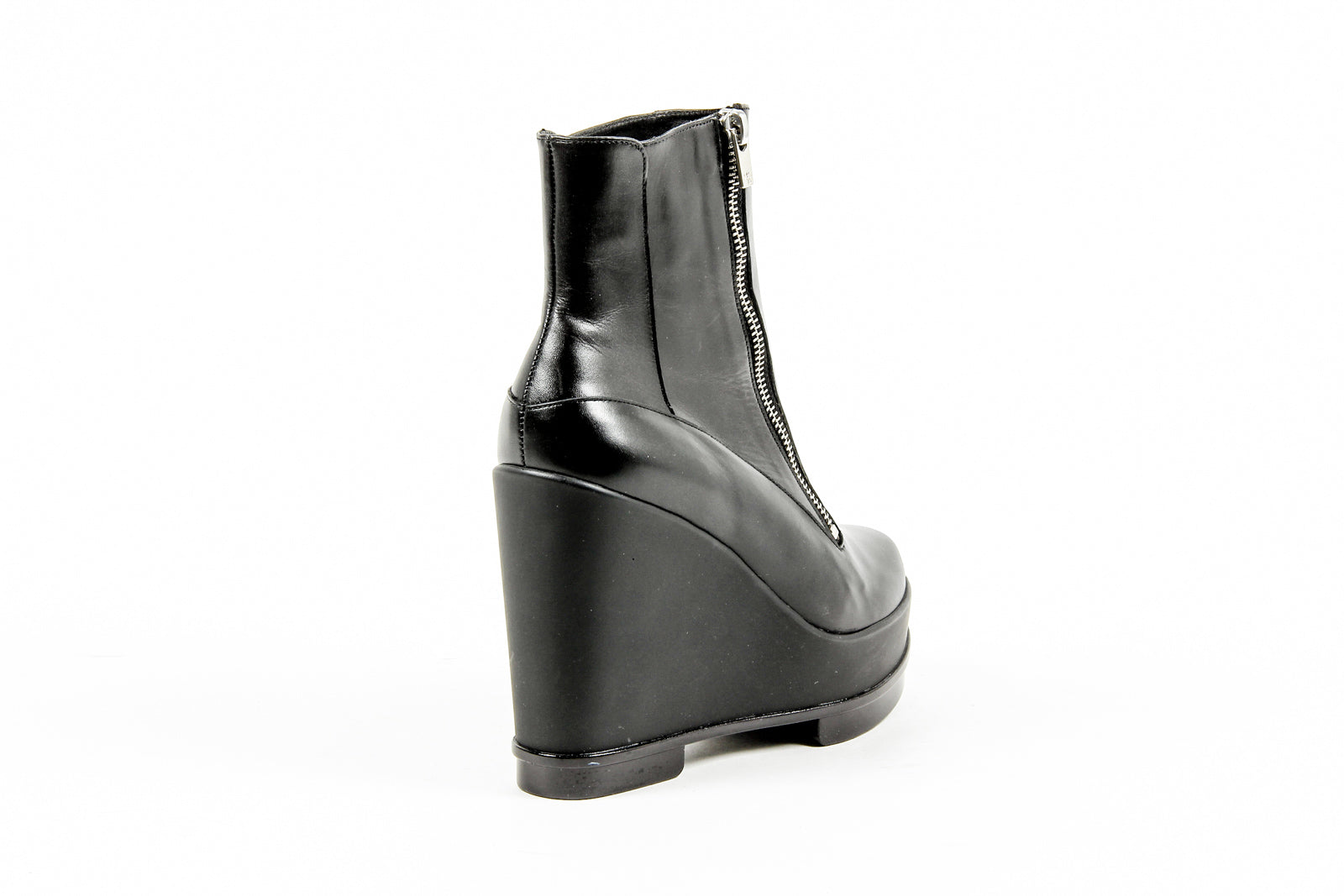 Robert Clergerie Paris Bota de tobillo con cuña para mujer SENCIO VEAU LISSE NOIR DBL POUDRE
