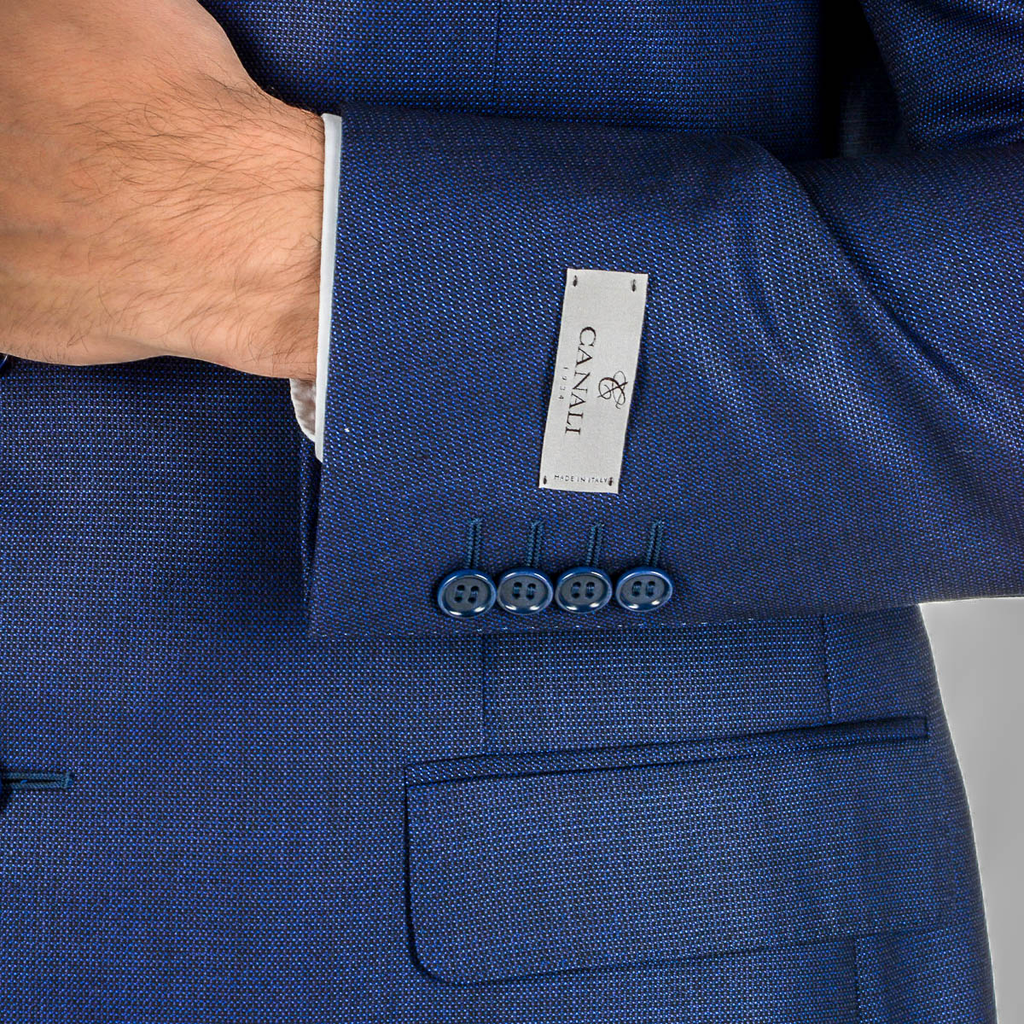 Canali Mens Suit Long Sleeves Blue Water Resistant