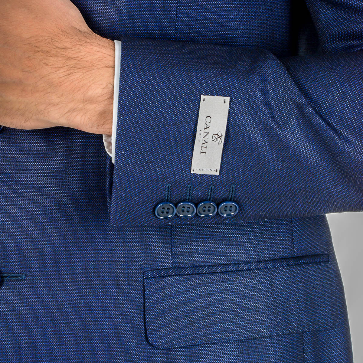Canali Mens Suit Long Sleeves Blue Water Resistant