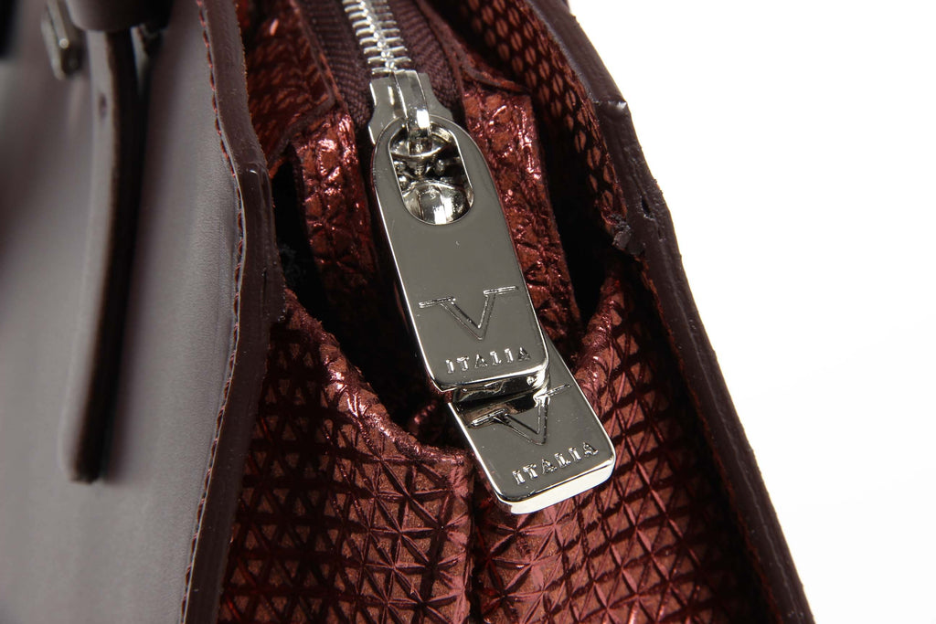Bolso de mano para mujer V 1969 Italia V016-S RUGA STAMPATO BORDEAUX