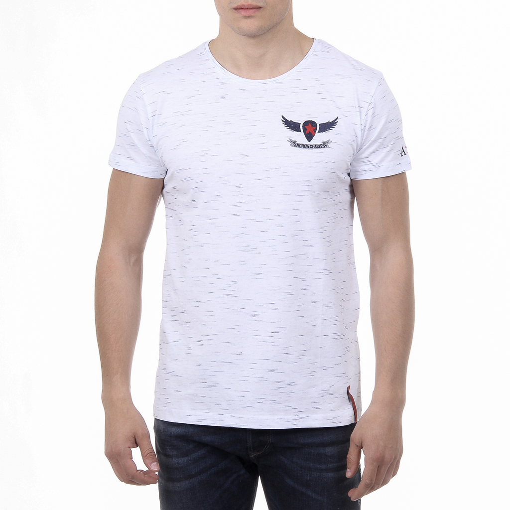 Andrew Charles Mens T-Shirt Short Sleeves Round Neck White DYLAN