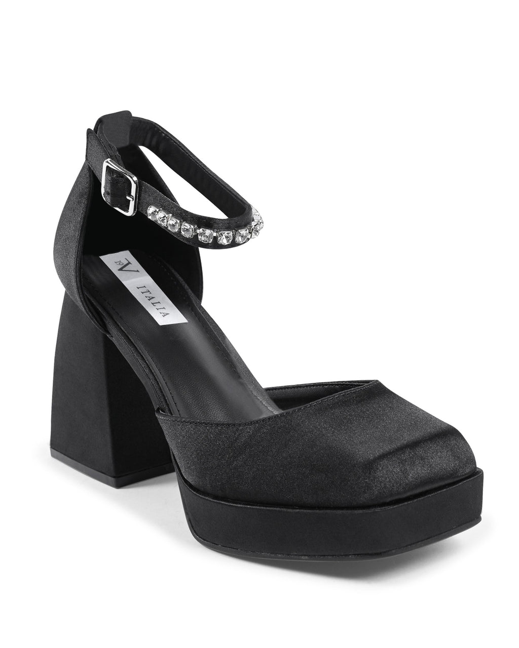19V69 Italia - Zapatos de salón con tira al tobillo para mujer, color negro, J010 NERO
